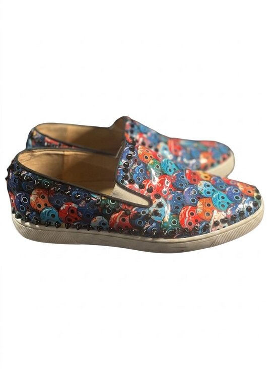 Christian Louboutin Roller Boat Slip-On Multicolor Skull Print Spiked SZ 44 main image 5